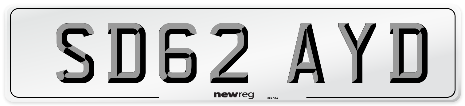 SD62 AYD Number Plate from New Reg